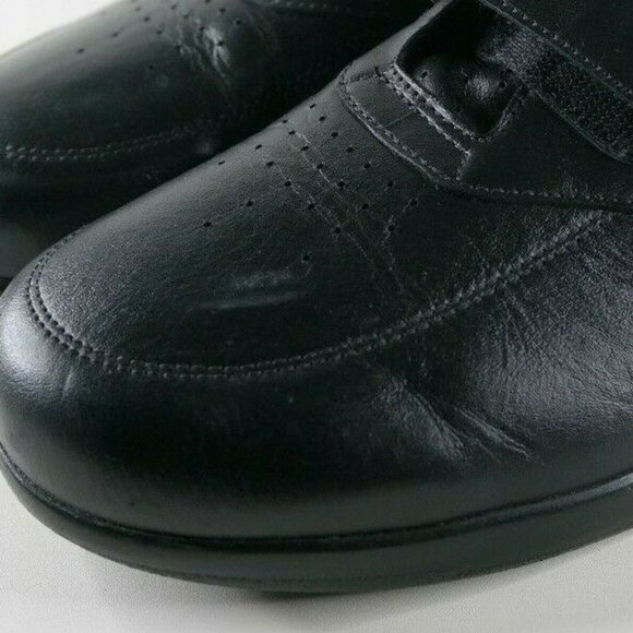 SAS Hook and Loop double strap black leather sneaker Men's Size 10 N - Picture 2 of 10